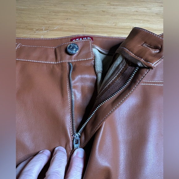 STAUD- Elliot Faux Leather Pants in Color Whiskey. Size 10 - Picture 11 of 13